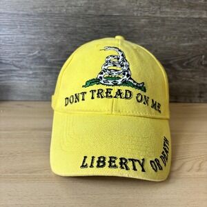 Dont Tread On Me Hat Cap Strap Back Yellow Liberty Or Death Embroidered Mens